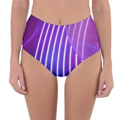 Rays Light Chevron Blue Purple Line Light Reversible High-waist Bikini Bottoms by Mariart