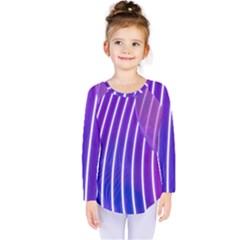 Rays Light Chevron Blue Purple Line Light Kids  Long Sleeve Tee