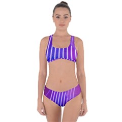 Rays Light Chevron Blue Purple Line Light Criss Cross Bikini Set