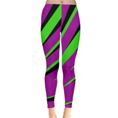 Rays Light Chevron Purple Green Black Leggings  by Mariart