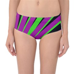 Rays Light Chevron Purple Green Black Mid-waist Bikini Bottoms by Mariart