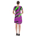 Rays Light Chevron Purple Green Black Short Sleeve V-neck Flare Dress View2