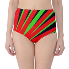 Rays Light Chevron Red Green Black High-waist Bikini Bottoms