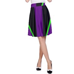 Rays Light Chevron Purple Green Black Line A-line Skirt by Mariart