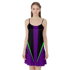 Rays Light Chevron Purple Green Black Line Satin Night Slip