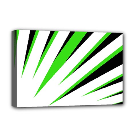 Rays Light Chevron White Green Black Deluxe Canvas 18  X 12  