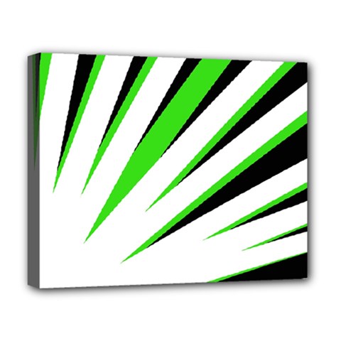 Rays Light Chevron White Green Black Deluxe Canvas 20  X 16   by Mariart