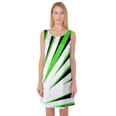 Rays Light Chevron White Green Black Sleeveless Satin Nightdress by Mariart