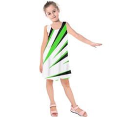 Rays Light Chevron White Green Black Kids  Sleeveless Dress