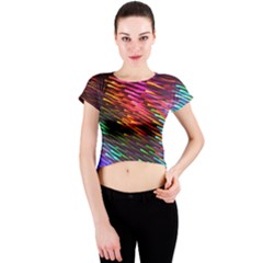 Rainbow Shake Light Line Crew Neck Crop Top by Mariart