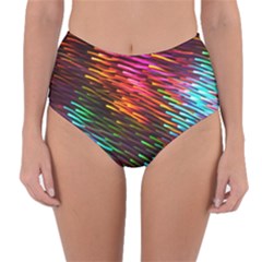 Rainbow Shake Light Line Reversible High-waist Bikini Bottoms by Mariart