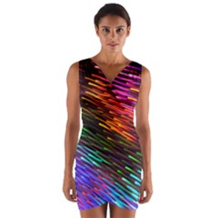 Rainbow Shake Light Line Wrap Front Bodycon Dress