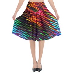 Rainbow Shake Light Line Flared Midi Skirt by Mariart