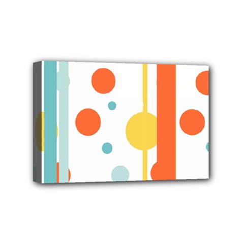 Stripes Dots Line Circle Vertical Yellow Red Blue Polka Mini Canvas 6  X 4  by Mariart