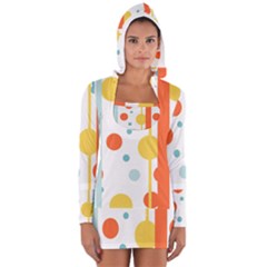 Stripes Dots Line Circle Vertical Yellow Red Blue Polka Women s Long Sleeve Hooded T-shirt