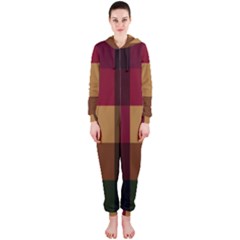Stripes Plaid Color Hooded Jumpsuit (ladies)  by Mariart
