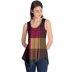 Stripes Plaid Color Sleeveless Tunic