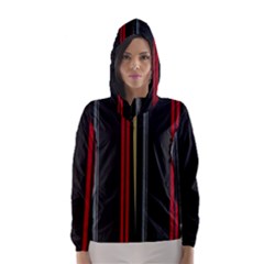 Stripes Line Black Red Hooded Wind Breaker (women)