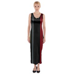 Stripes Line Black Red Fitted Maxi Dress