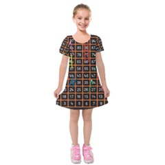 Snakes Ladders Game Plaid Number Kids  Short Sleeve Velvet Dress