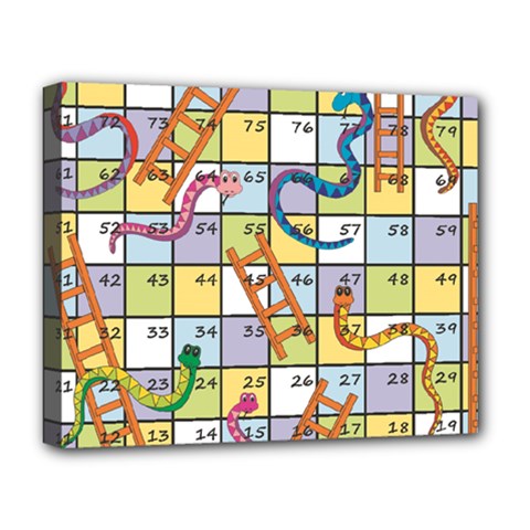 Snakes Ladders Game Board Deluxe Canvas 20  X 16   by Mariart