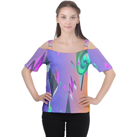 Triangle Wave Rainbow Women s Cutout Shoulder Tee by Mariart