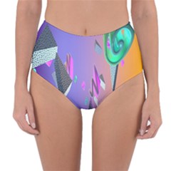 Triangle Wave Rainbow Reversible High-Waist Bikini Bottoms