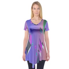 Triangle Wave Rainbow Short Sleeve Tunic 