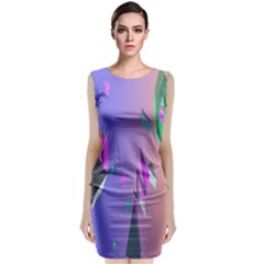 Triangle Wave Rainbow Sleeveless Velvet Midi Dress