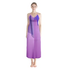 Verre Bleu Wave Chevron Waves Purple Button Up Chiffon Maxi Dress