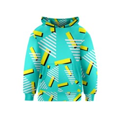 Vintage Unique Graphics Memphis Style Geometric Triangle Line Cube Yellow Green Blue Kids  Pullover Hoodie