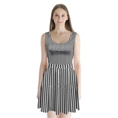 Vertical Lines Waves Wave Chevron Small Black Split Back Mini Dress 