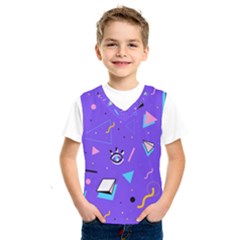 Vintage Unique Graphics Memphis Style Geometric Style Pattern Grapic Triangle Big Eye Purple Blue Kids  Sportswear by Mariart