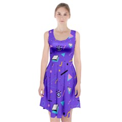 Vintage Unique Graphics Memphis Style Geometric Style Pattern Grapic Triangle Big Eye Purple Blue Racerback Midi Dress by Mariart