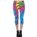 Vintage Unique Graphics Memphis Style Geometric Leaf Green Blue Yellow Pink Capri Leggings  View1