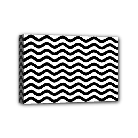 Waves Stripes Triangles Wave Chevron Black Mini Canvas 6  X 4  by Mariart