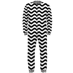 Waves Stripes Triangles Wave Chevron Black Onepiece Jumpsuit (men)  by Mariart