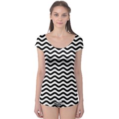 Waves Stripes Triangles Wave Chevron Black Boyleg Leotard 