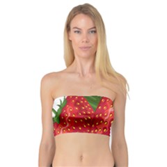 Strawberry Red Seed Leaf Green Bandeau Top