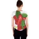 Strawberry Red Seed Leaf Green Crew Neck Crop Top View2