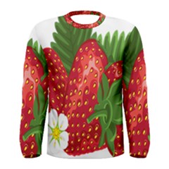 Strawberry Red Seed Leaf Green Men s Long Sleeve Tee by Mariart