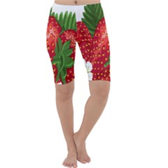 Strawberry Red Seed Leaf Green Cropped Leggings 