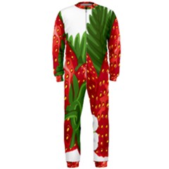 Strawberry Red Seed Leaf Green Onepiece Jumpsuit (men)  by Mariart