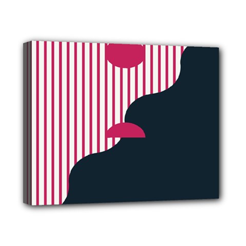 Waves Line Polka Dots Vertical Black Pink Canvas 10  x 8 