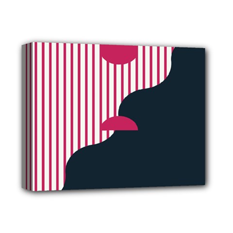 Waves Line Polka Dots Vertical Black Pink Deluxe Canvas 14  x 11 