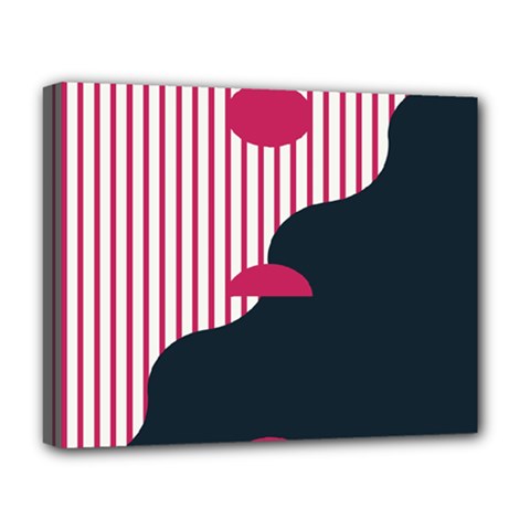Waves Line Polka Dots Vertical Black Pink Deluxe Canvas 20  X 16   by Mariart