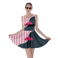 Waves Line Polka Dots Vertical Black Pink Skater Dress