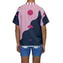 Waves Line Polka Dots Vertical Black Pink Kids  Short Sleeve Swimwear View2