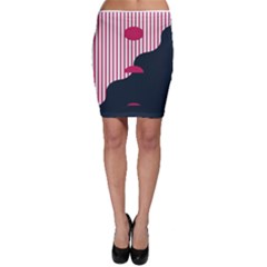 Waves Line Polka Dots Vertical Black Pink Bodycon Skirt by Mariart