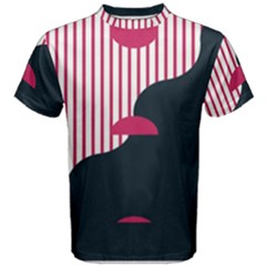 Waves Line Polka Dots Vertical Black Pink Men s Cotton Tee